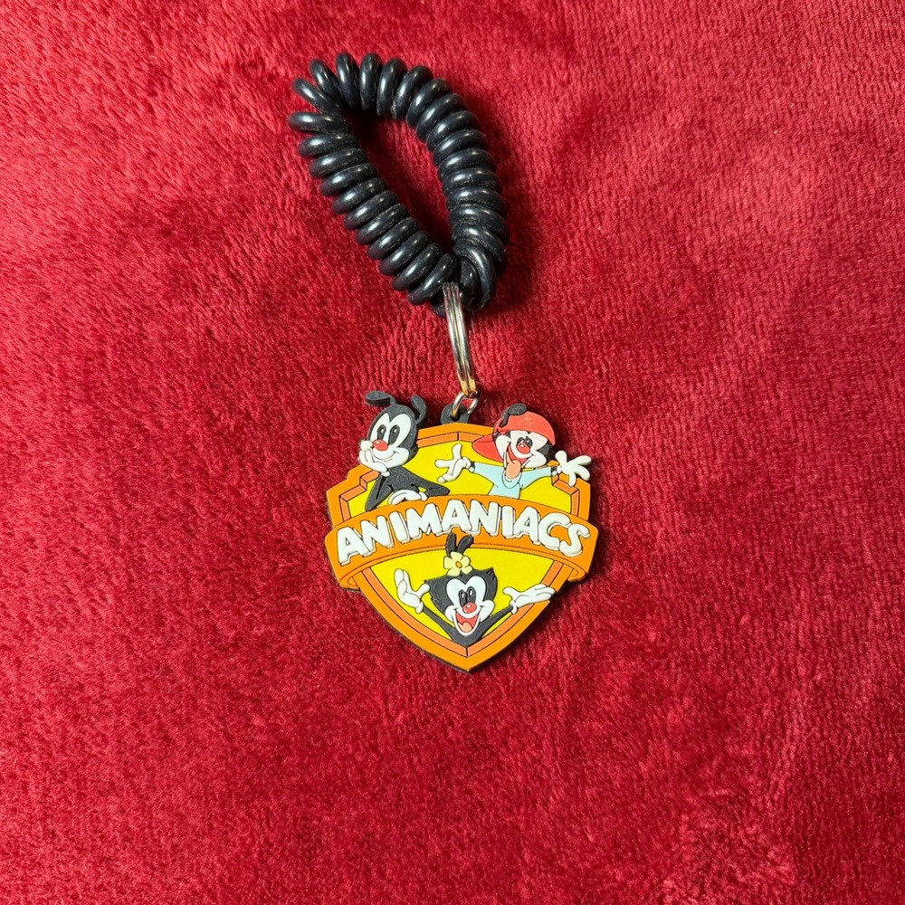 Vintage 1995 Animaniacs Keychain Warner Bros Yakko Wakko Dot Spiral Wrist Coil